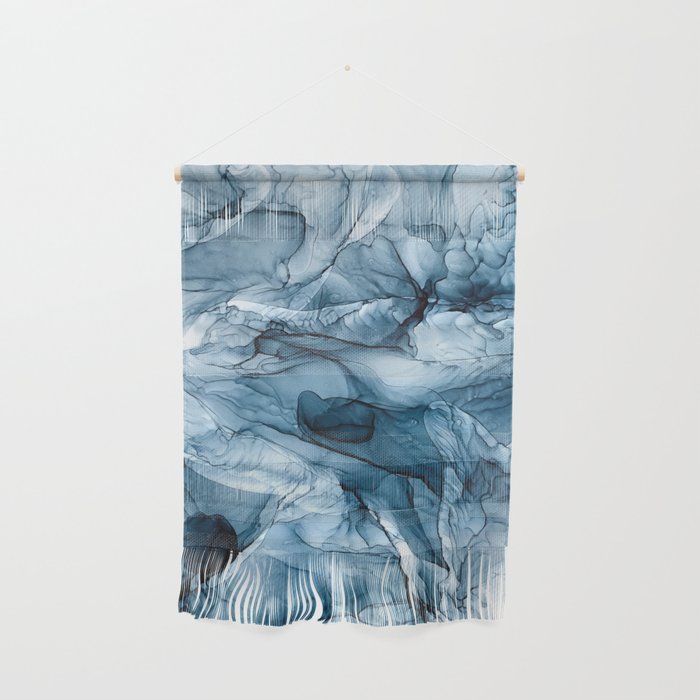Churning Blue Ocean Waves Abstract Painting Wall Hanging By