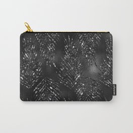 black glittery exotic leaves Carry-All Pouch