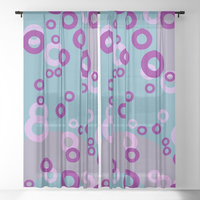 Rings Pink Purple Turquoise Sheer Curtain By Carmenjc Society6