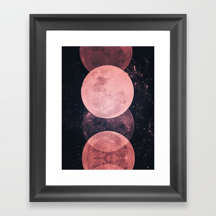 Pink Moon Phases Framed Art Print