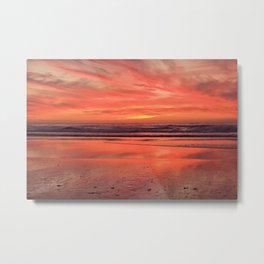 Sky on  Fire - At the Beach by Reay of Light Metal Print
