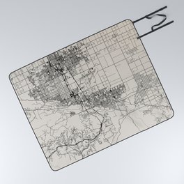 Palmdale, USA - Black and White City Map Picnic Blanket