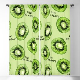 Kiwi Go Again Funny Kiwi Fruit Pun Pattern (yellow green) Blackout Curtain