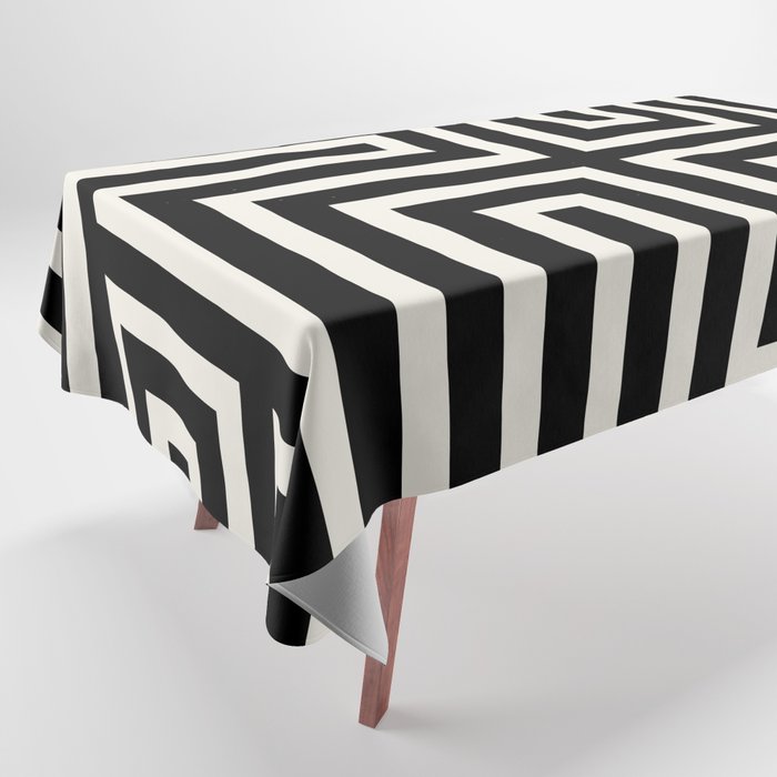 Geometric Mid Century Modern Maze - Black & White Tablecloth