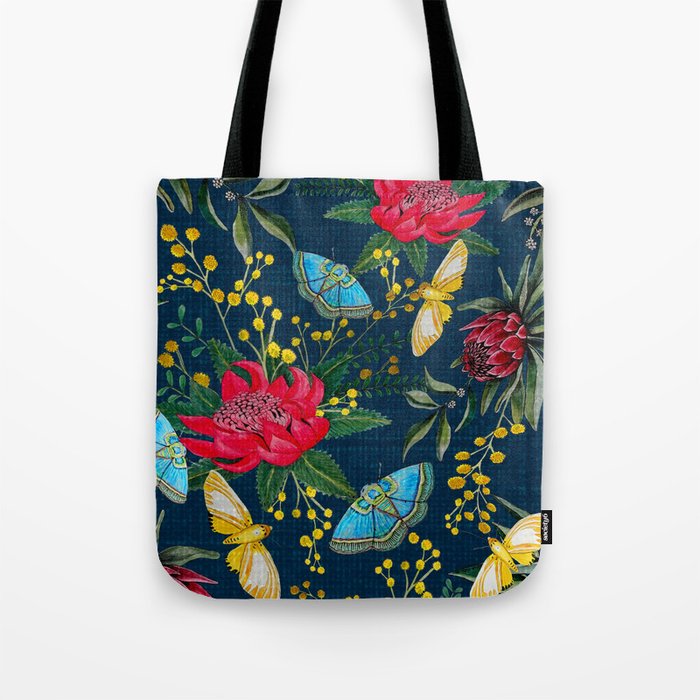 Designer Tote Bag Protea Print Canvas Bag Reusable Shopping 