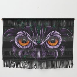 Purple owl eyes, witchy totem animal Wall Hanging