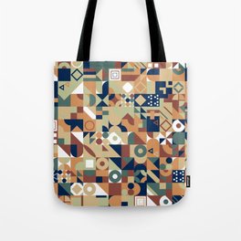 Blue, Green, Brown Colorful Minimalist Geometric Design Gift Pattern Art Print Tote Bag