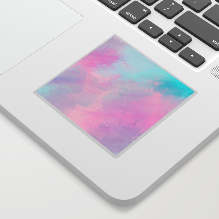 Abstract artistic pink teal watercolor brushstrokes Sticker