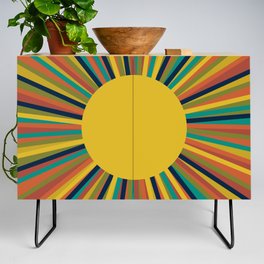 Colourful Multicolour Retro Sunburst Sun in Mid Mod Colours 4 Credenza