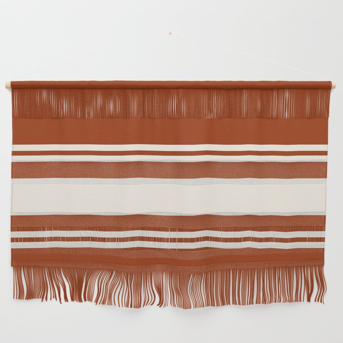 Orange and white retro 60s minimalistic stripes Wall Hanging