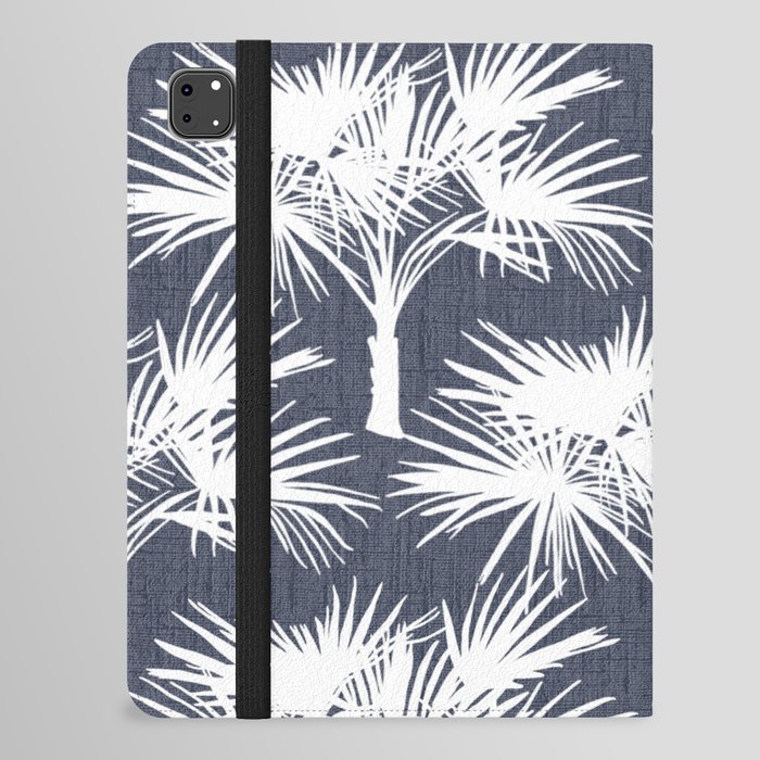 70’s Tropical Palm Trees White on Navy iPad Folio Case