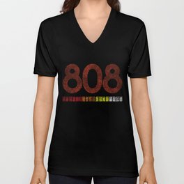 808 Retro Style Roland Electronic Drum Machine design V Neck T Shirt