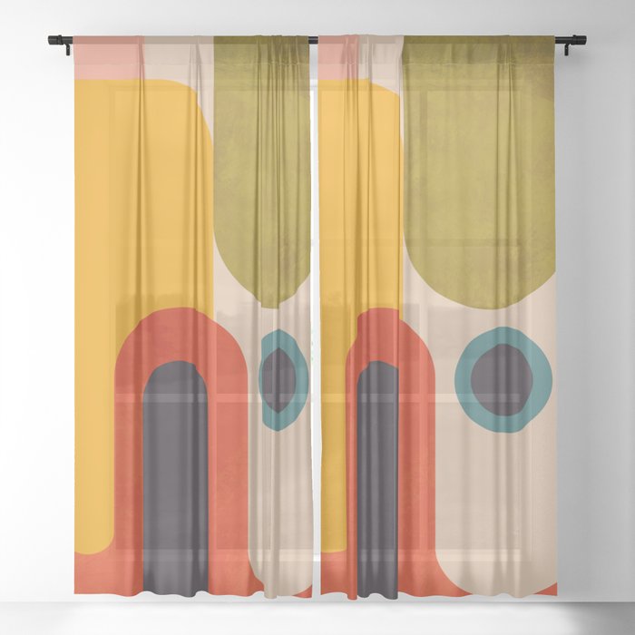 geometry vintage abstract art Sheer Curtain