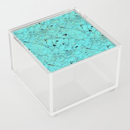 Turqoise Blue Marble Gold Glitter Acrylic Box