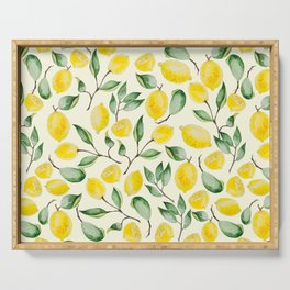Watercolor Lemon Pattern Serving Tray