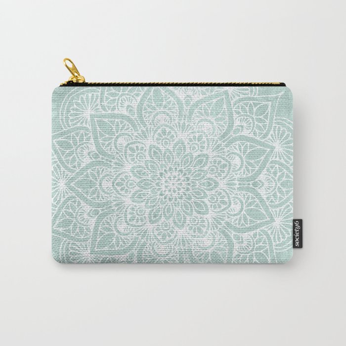 Mandala, Yoga, Love, Flower of Life, Teal Green Carry-All Pouch