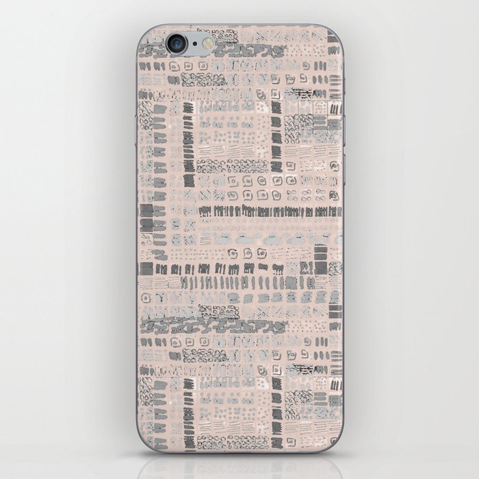 peach and grey ink marks hand-drawn collection iPhone Skin