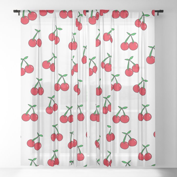 Cherries 1 (on white) Sheer Curtain