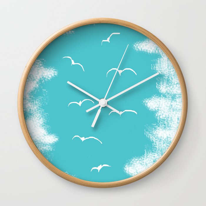 Seabirds and Clouds Wall Clock