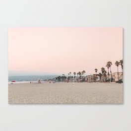 California Pink Beach Sunset Photography Canvas Print