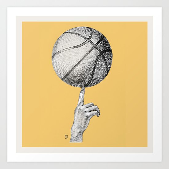 Basketball spin orange Art Print