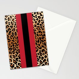Leopard Print with Stripe  Stationery Card