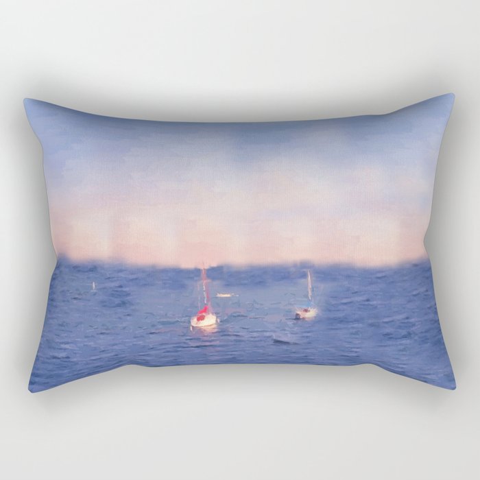 Sailboats on ocean Rectangular Pillow