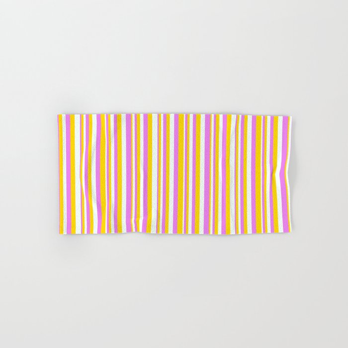 Violet, Yellow, and Mint Cream Colored Lines Pattern Hand & Bath Towel