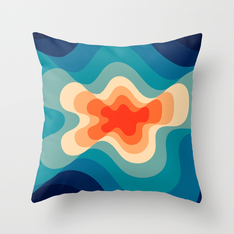 Retro 80s Blue And Orange Mid Century Minimalist Abstract Art
