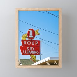 Dry Cleaning Vintage Neon Sign  Framed Mini Art Print