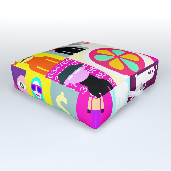 Pop Art Illustration 1 Outdoor Floor Cushion