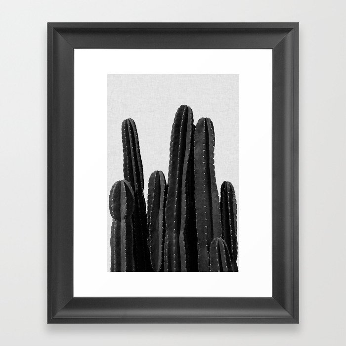 Cactus Black & White Framed Art Print