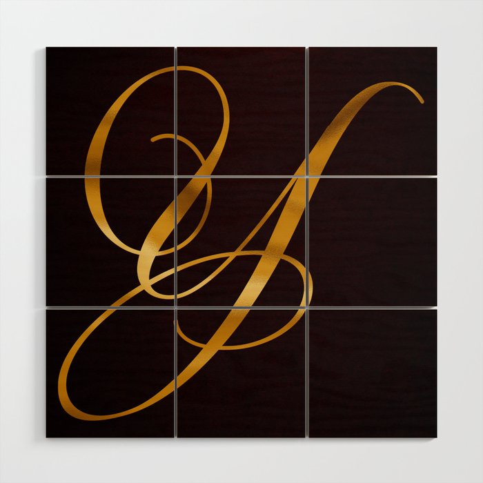Golden letter Y in vintage design Wood Wall Art