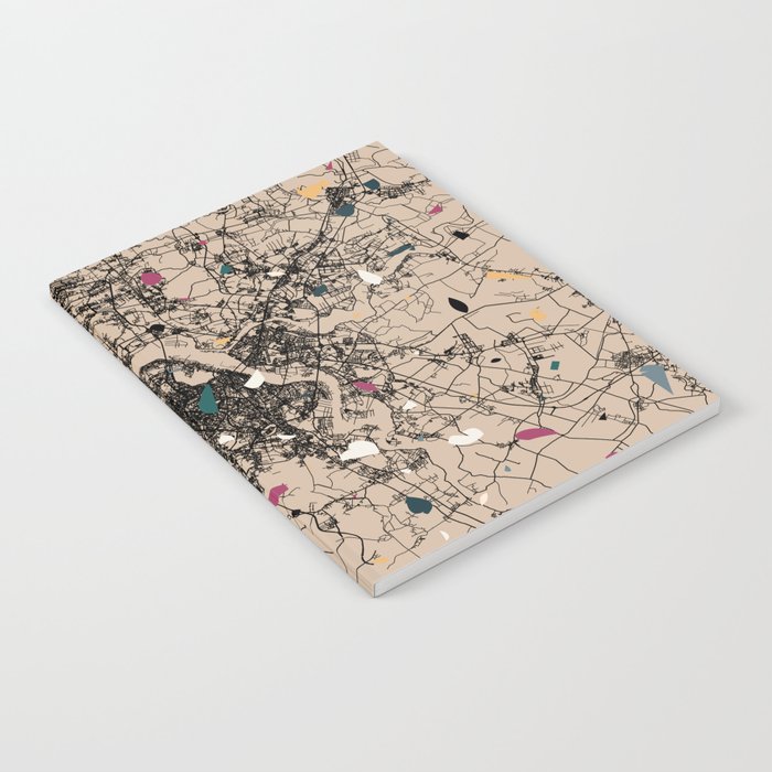 Hanoi, Vietnam - Artistic City Map - Terrazzo Notebook