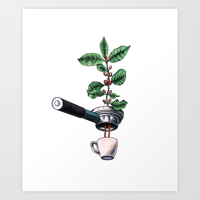 Coffee Plant Design Espresso Barista Art Print