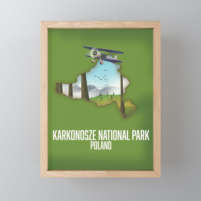 Karkonosze National Park Poland map Framed Mini Art Print