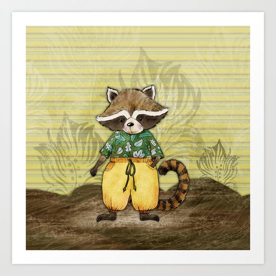 Standa the Racoon Art Print