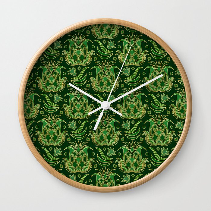 Luxe Pineapple // Art Deco Green Wall Clock
