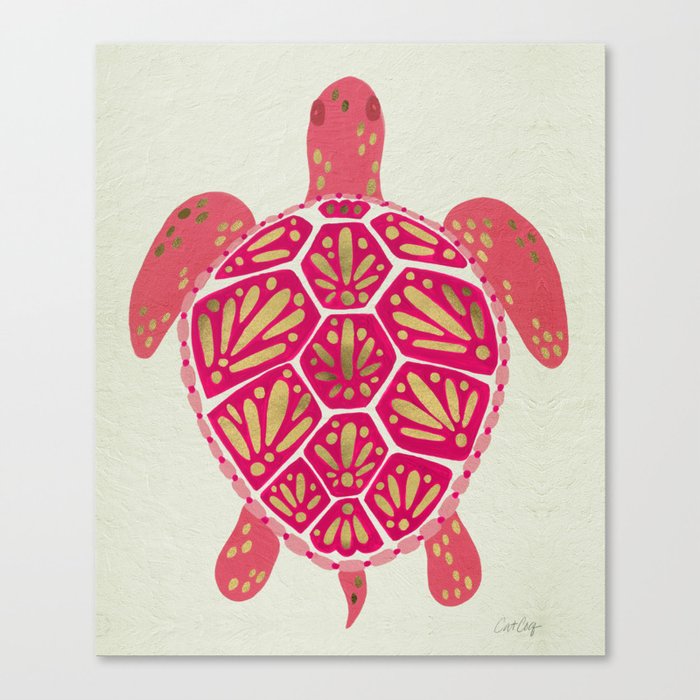 Sea Turtle in Pink & Gold Canvas Print