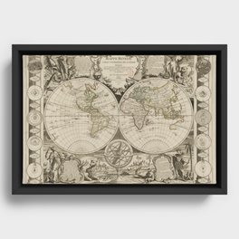 World map vintage 1755 Framed Canvas