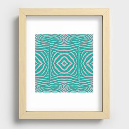 Zebra Wild Animal Print 731 Turquoise and Pink Recessed Framed Print