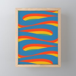 Pop Swirl Wavy Abstract Line Pattern Colorful Bright Blue Red Yellow Green Framed Mini Art Print