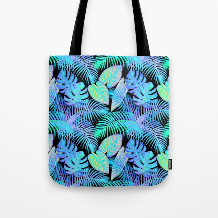 Tropical Fluorescent Palm Leaves Tote Bag