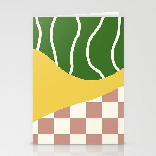 Checked simple line colorblock 6 Stationery Cards