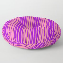 [ Thumbnail: Light Coral & Dark Violet Colored Lines/Stripes Pattern Floor Pillow ]