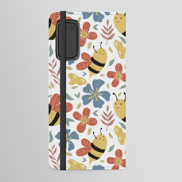Cute Honey Bees and Flowers Android Wallet Case