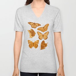 Texas Butterflies – Golden Yellow V Neck T Shirt