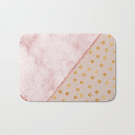 Sivec Rosa marble - golden polka dots Bath Mat