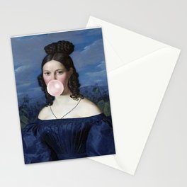 Noble lady blowing bubble gum in front of a field (Gerold x Waldmueller) Stationery Card