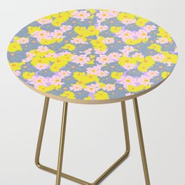 Pastel Spring Flowers on Lilac Purple Side Table